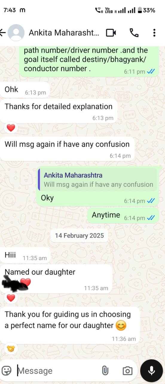 A mother, after naming her daughter